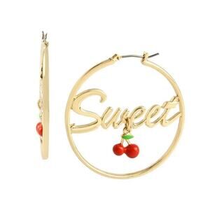 NWT Betsey Johnson Sweet Cherries Hoop Gold Earrings Juicy